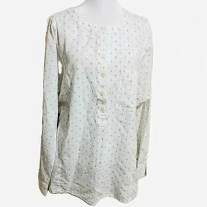 NWT Loft white colored polka dot long sleeve tunic L